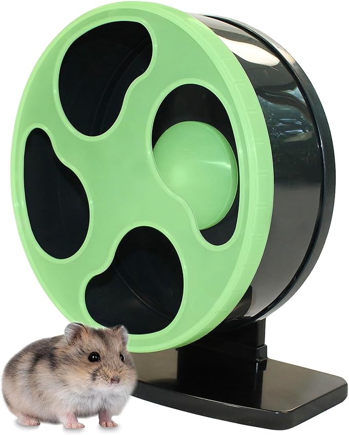 Moon Runner 9" Exercise Wheel for Hamsters - Super Silent Glow in The Dark Wheel with Adjustable Stand