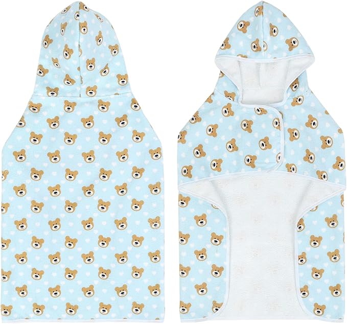HDE Dog Bathrobe Super Absorbent Quick Drying Puppy Towel Wrap Coat Adjustable After Bath Robes with Hood for Dog Sizes S-XXL Teddy Bears XL