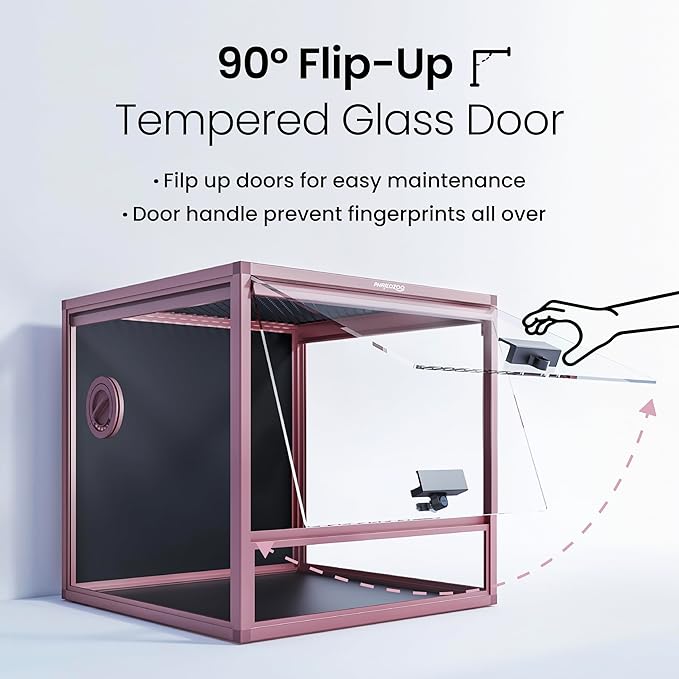 Phailozoo MagicCube 18'' x 18'' x 18'' Reptile Tank, Lockable 24 Gallon Crested Gecko Tank with Flip-Up Door, Colorful Aluminum Frame for Easy Assembly & Decorative Mesh Top for Optimal Ventilation