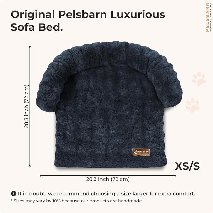 Pelsbarn Dog Bed for Couch, Luxurious Sofa Bed for Dogs with Non-Slip Oxford Bottom - Faux Rabbit Fur with Removable Cover, Small, Gray - 28x28 in