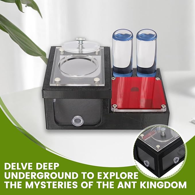 Ant Farm Nest - Educational Habitat - Black and White Acrylic Design with Built-in Water Tower and Clear Observation Area (S)