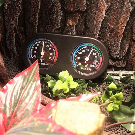 Reptile Thermometer Hygrometer | 2 in 1 Analog Gauge for Tank/Terrarium/Incubator | Mini Round Monitor, No Battery Needed