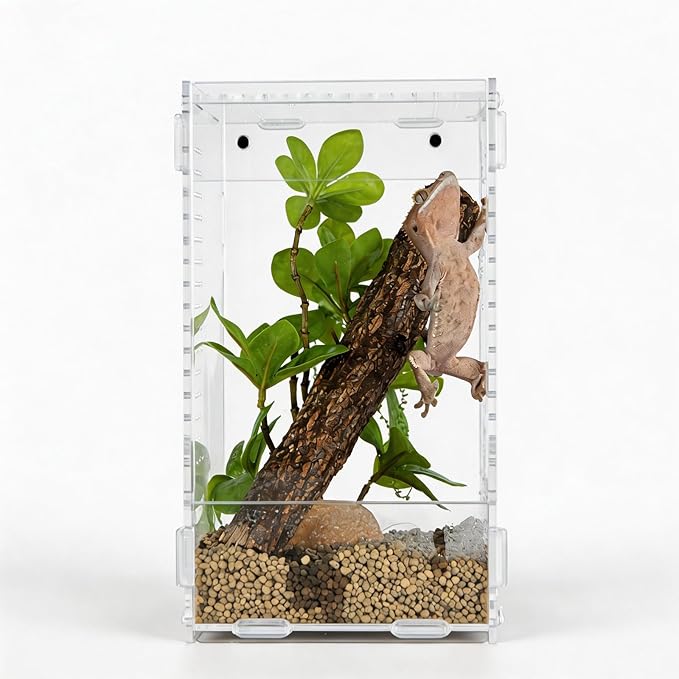 5x5x8 Reptile Tank – Acrylic Reptile Enclosure Terrarium for Crested Gecko, Lizards, Spiders & Snakes – Clear Lizard Habitat Terrarium