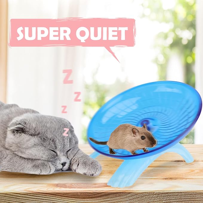 Mipcase 2pcs Non Silent Cm Exercise Jogging Pig Wheel- Flying Mice Blue Little Cage Small Disc Slip Plastic Hedgehog Critters Playing Hamsters Rat Squirrels Ball Toys Run Gerbils Gerbil