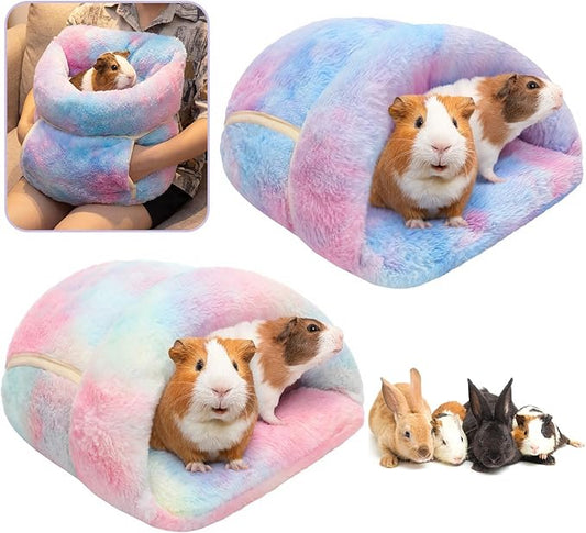 Wenqik 2 Pcs Guinea Pig Hideouts Guinea Pig Bed Washable Bunny Bedding Cuddle Warm Small Pet Sack Supplies Portable Pet Carrier Cage Nest Accessories for Cage(Gradient Colors,Blending)