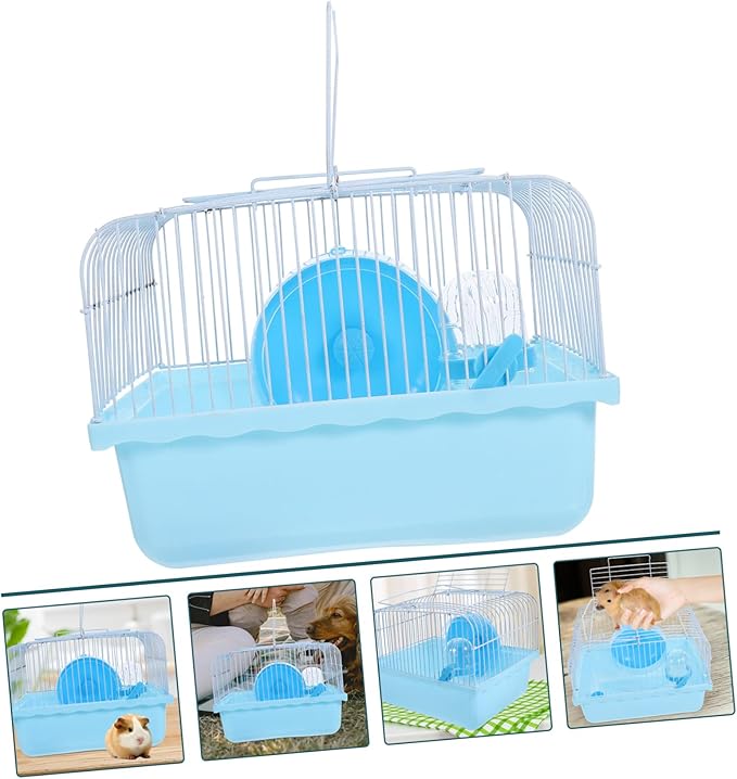 Mikikit Hamster Cage Pet Cage Travel Carry Rat Cage Hamster House Small Pets Supplies Hamster Toy Accessories