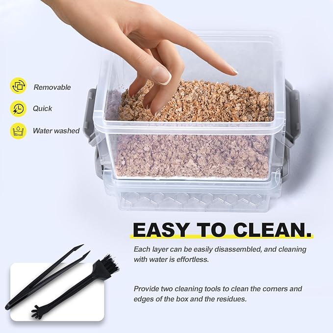Mealworms Breeding Kit,to Breed Live Mealworms,Mealworm Feeder with Tweezers and Wheat Bran Bedding