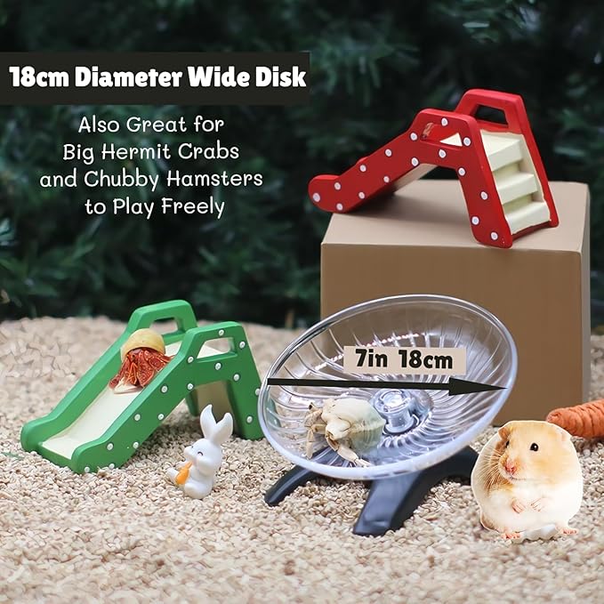 Hermit Crab Running Wheel Toy, Hamster Exercise Wheel, Small Animal Cage & Tank Accessory for Hermit Crabs, Hamsters, Rats, Gerbils, for Active Play and Exercise