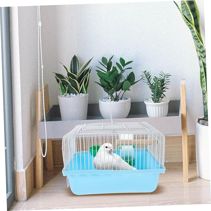 DECHOUS Bird Travel Cage: Portable Parrot Carrier with Water Feeder Small Birdcage with Wood Perch Stand and Food Tray for Parakeets and Lovebirds