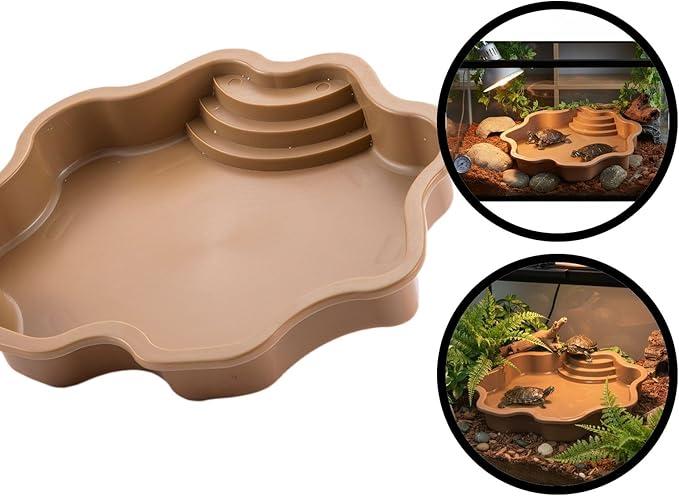 Pet Bathing Tub with Accessory Ramp - Reptile Soaking Container with Climbing Feature