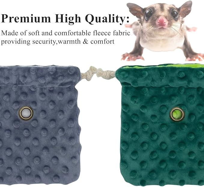 2 Pack Sugar Glider Bonding Pouch - Soft Sleeping Pouch with Breathable Vent & Drawstring Portable Travel Bag Small Animal Carrier for Sugar Glider Squirrel Hamster Rats Hedgehog Bird Parrot (2 Pack)