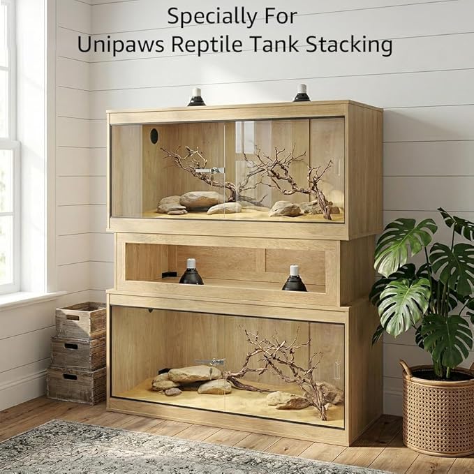 unipaws Reptile Enclosure Stacker for 110 Gallon Tank, Stackable Base with Heat Lamp Openings and Metal Reinforced Corners