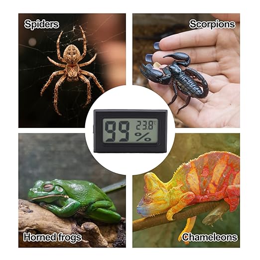Digital Thermometer Hygromete, Crawler Electronic Temperature Humidity Meter Indoor Hygrometer Sensor for Spiders Scorpions Horned Frogs Lizards Chameleons Tortoises