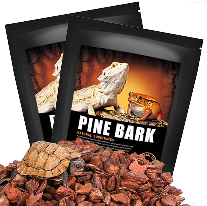 Tfwadmx Reptile Bark Bedding 31.6oz Tortoise Bedding for Habitat Bearded Dragon Substrate Reusable Pine Chips Substrate for Geckos, Lizards, Turtles Snakes, Hermit Crabs