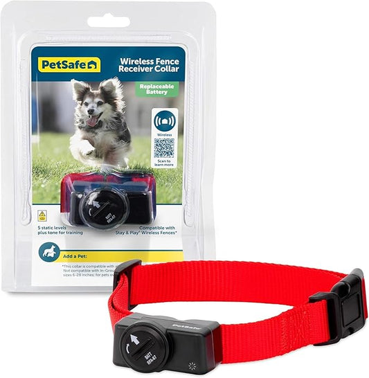 PetSafe Wireless Pet Containment System Receiver Collar - Battery-Operated & Waterproof - Adjustable Receiver Collar with 5 Correction Levels - for Dogs 8lb+