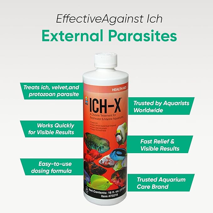 ICH X 16 fl oz, PraziPro 4 fl oz for Freshwater, Including Trinity Treats Microfiber Cleaning Cloth (ICH X for Freshwater Fish, PraziPro for Fish)