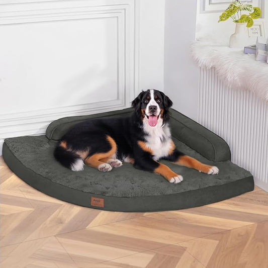 MEKIY Large Orthopedic Dog Bed with Sides XXXL Dog Beds with Removable Washable Cover Non-Slip Waterproof Pet Bed for Extra Large Dogs - Dark Grey XXXL