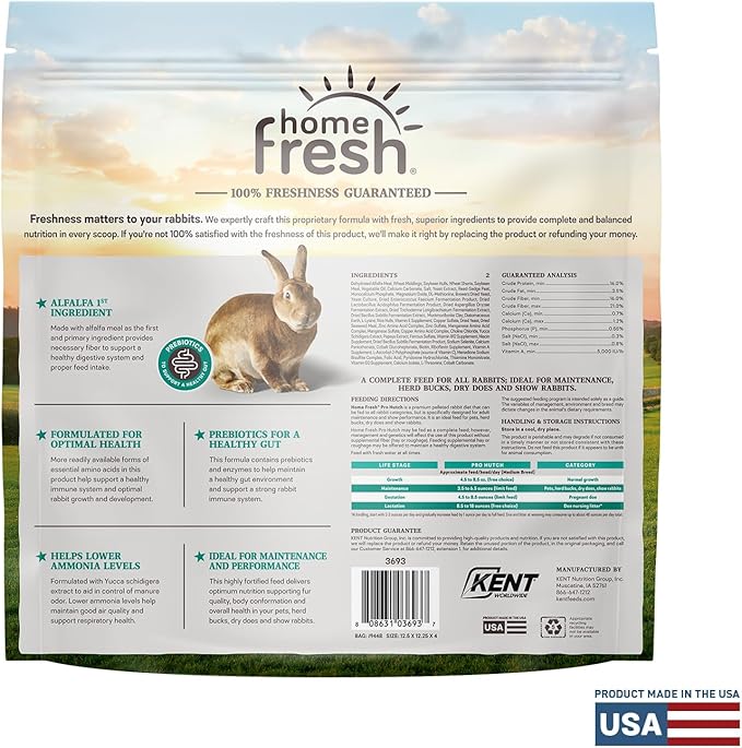 Blue Seal Home Fresh Pro Hutch 16 Pelleted Rabbit Food- 7 lb. Bag | Alfalfa-Based Bunny Feed Meal Promoting a Healthy Digestive System and Proper Feed Intake