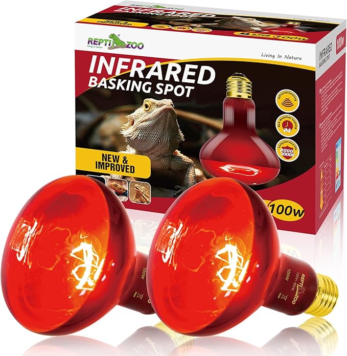 REPTI ZOO 2 Pack Infrared Heat Lamp with Gecko Feeding Ledge