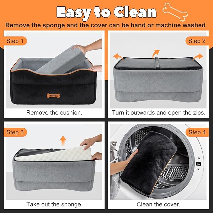 VavoPaw Car Seat for Large Dog, Dog Booster Seats for 2 Medium or 3 Small Dogs Under 100Lbs, Pet Car Seats with 2 Safety Leashes, Dogs Sofa Bed Cushion Add Thick Sponge, Pet Cars Carrier for Travel