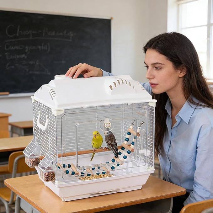 Parakeet Cage | Escape-Proof Lightweight Carrier,Cockatiel Cage with Food Box Perch Water Bottle - for Cockatiel Lovebird Conures Indoor Outdoor Home Traveling Trip