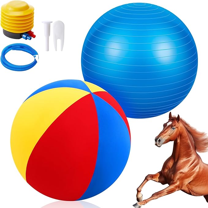 Giant Herding Ball with Ball Cover Anti Burst Please Watch VCR for How to Inflation Horse Toys for Horses Entertainment Play, Pump Included(Cute,40 Inch,Colorful)