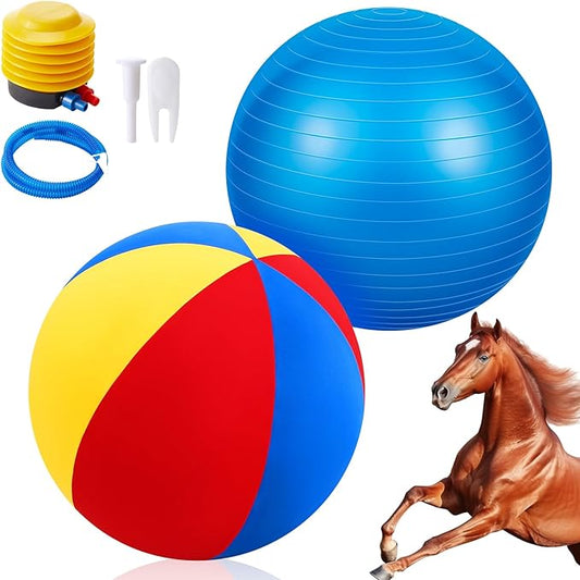 Giant Herding Ball with Ball Cover Anti Burst Please Watch VCR for How to Inflation Horse Toys for Horses Entertainment Play, Pump Included(Cute,40 Inch,Colorful)