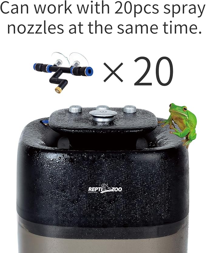 REPTI ZOO 10L Reptile Mister Fogger Terrariums Humidifier Extremly High Pressure Silent Pump Fog Machine Misting Rainforest Sprayer System Tank with 4PCS Nozzles for a Variety of Reptiles/Amphibians