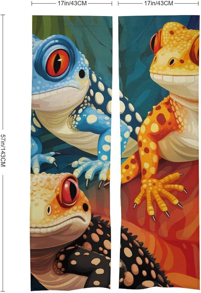 Lizard Turtle Leopard Gecko Reptile Light Blocking Door Curtain, Suitable for Bedroom Entrance