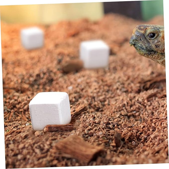 Happyyami 30pcs Natural Mineral Calcium Blocks for Turtles Tortoises Lizards Frogs Chameleons Enhances Water Stability Supports Growth and Versatile Reptile Amphibian Care