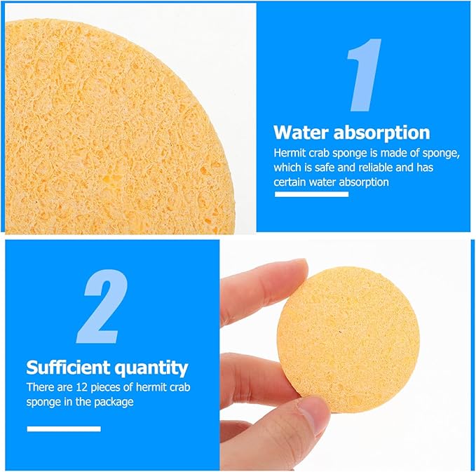 VILLCASE 12pcs Hermit Crab Sponges Pet Crab Sea Sponges Water Dish Provide Nutrients for Pet Tank Humidity Supplies