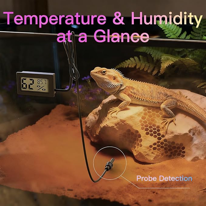 All-in-One Reptile Heat Lamp Bundle, Dual-Head UVB&UVA Lamp with Timer & Hygrothermograph, High UVA Lighting for Turtle, Tortoise, Bearded Dragon, Lizard, Snake, Amphibians, Easy to Install