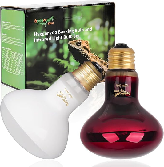 Reptile Heat Lamp Red Light Bulbs for Reptiles, 2PCS 100W Day and Night Infrared Heating Lamp Emitter UVA Daylight Basking Light Reptile Light Bulb for Bearded Dragon Lizard Turtle Gecko Snake Chicken