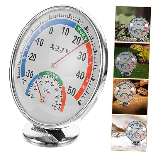 Reptile Terrarium Thermohygrometer Dial Temp Humidity Gauge for Tanks Easy to Read Space-Saving