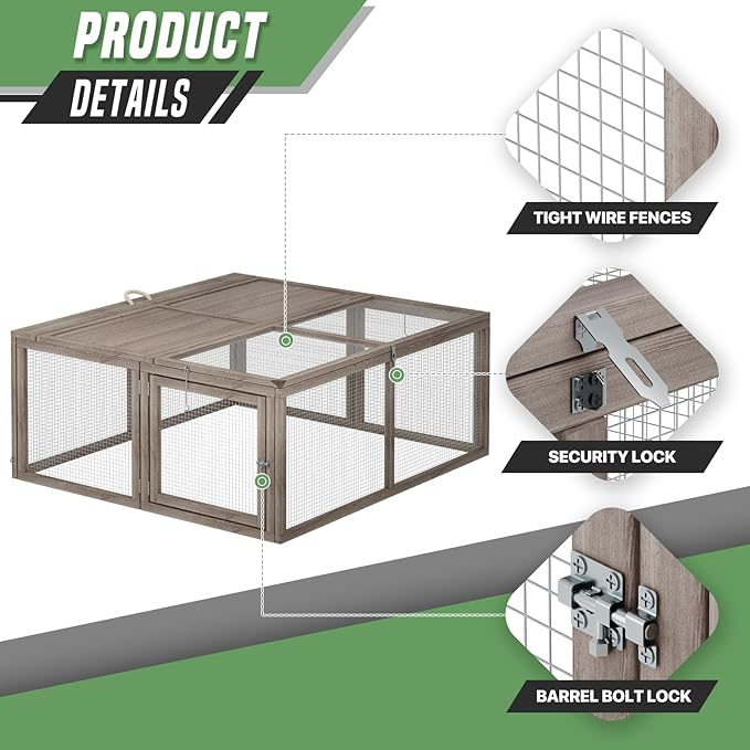 Portable Folding Chicken Coop Rabbit Hutch, Small Animal Playpen with Top & Side Doors for Chickens, Rabbits, and Poultry, 45.5 x 42.5 x 20 inch Grey