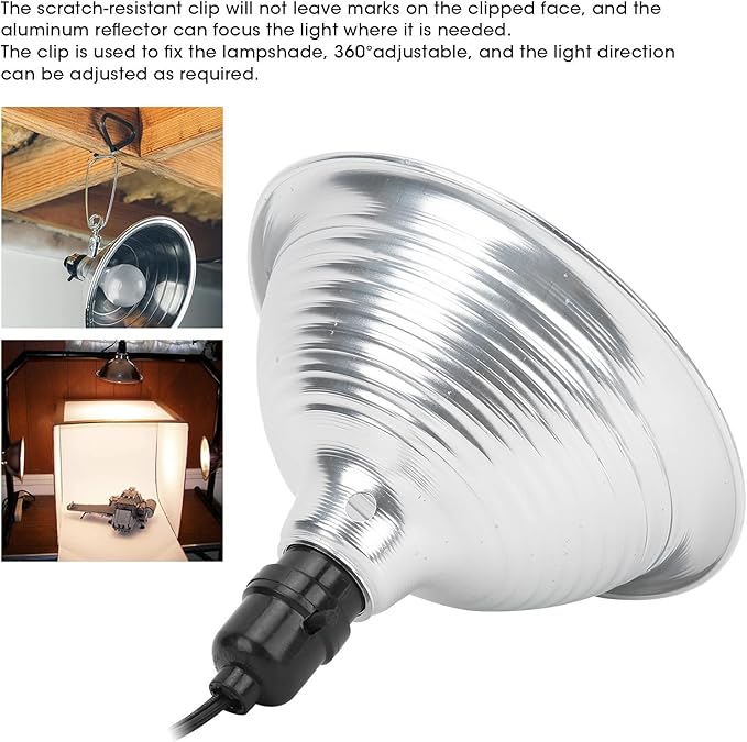 Zerodis Reptile Light Shade, No Light Emission Heat Lamp Fixture for Room Garage or Art Studio Eptile Pet Glass Containers (8.5 inches US Plug)