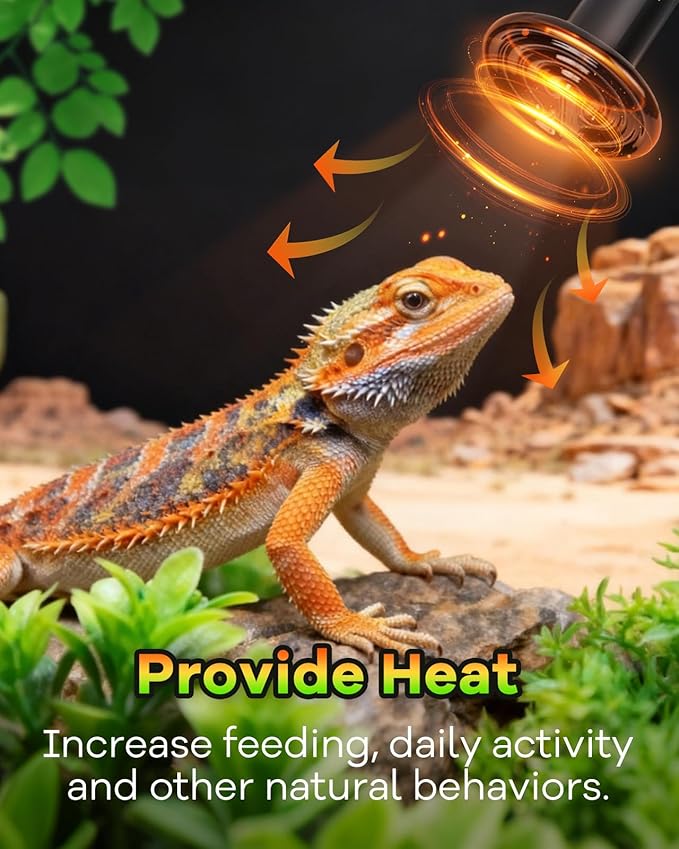 Ceramic Heat Emitter, 2 Pack 75W Reptile Heat Lamp, Heat Lamp Bulbs for Reptiles, Amphibian, Chicken, Dog, Cat, Snake, Chicken