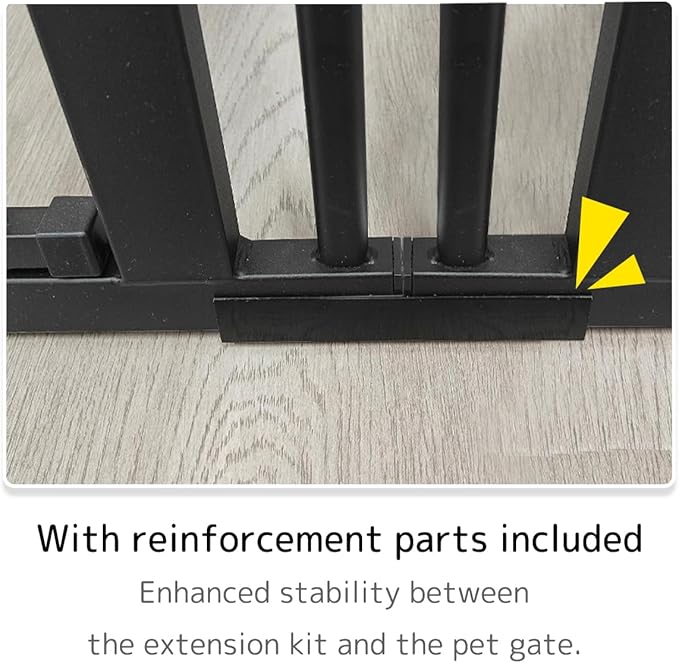 Lumizone Extra Tall Cat Gate Extension Kit 61.02" High Pressure Mounted 2025 New 16.73" Extra Wide 1.37" Gap No Drilling Tall Pet Gate for Dogs (Black, 61.02" H x 16.73" W, Extension)