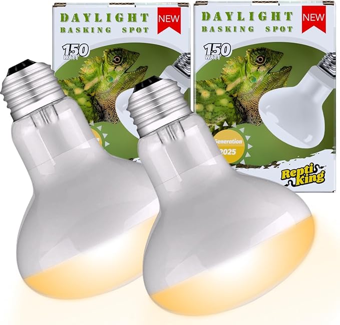 Reptile Heat Bulb Lamp, 150W 2-Pack Daylight Basking Spot, Bearded Dragon/Turtle/Lzard/Gecko Light Bulb, UVA Heat Lamp, Basking Light for Reptiles