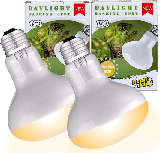 Reptile Heat Bulb Lamp, 150W 2-Pack Daylight Basking Spot, Bearded Dragon/Turtle/Lzard/Gecko Light Bulb, UVA Heat Lamp, Basking Light for Reptiles