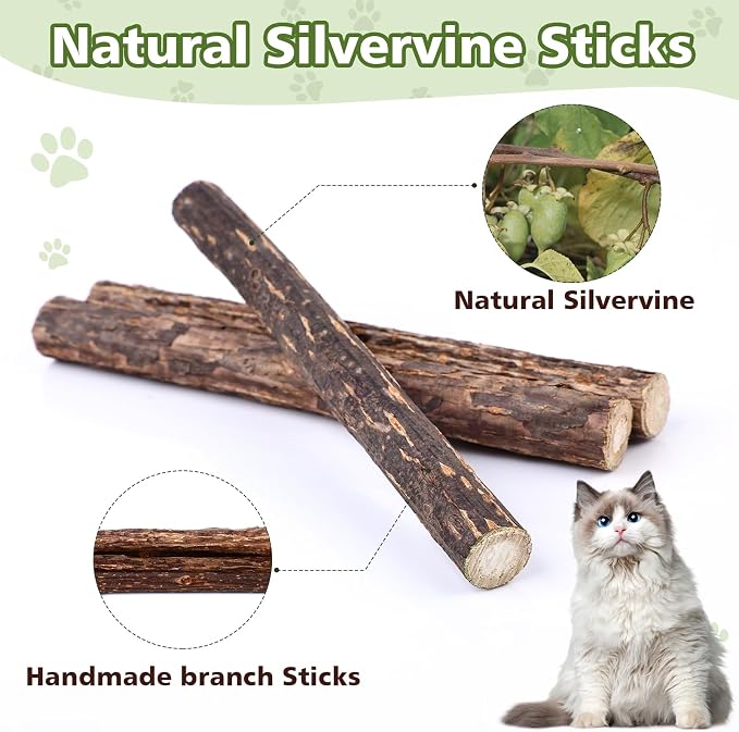 WOUSEDO 6 Pack Silvervine Sticks for Cat, Natural Catnip Toys - Image 3