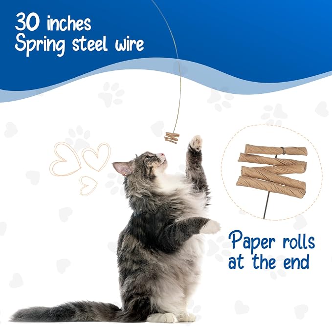 Cat Dancer Interactive Cat Toy - Fun and Fitness for Your Furry Friend - Engaging Paper Roll Attached with 30 Inches Flexible Spring Steel Wire for Playful Cats ?€? 2 Pack - Image 4