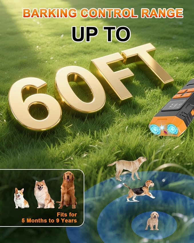 2026 Upgraded Anti Barking Device for Dogs, Ultrasonic Dog Bark Deterrent, Dog Bark Deterrent Devices, Best Anti-Barking Device, 4 Modes & LED Light & LCD Screen Portable Indoor & Outdoor