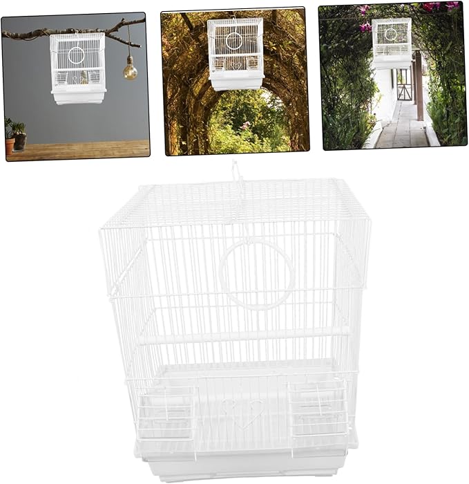 SUPVOX 1set Portable Metal Bird Carrier Cage for Parrots Wire Design for Finches and Jade Birds Stylish Home Decor Birdcage for Convenient Travel