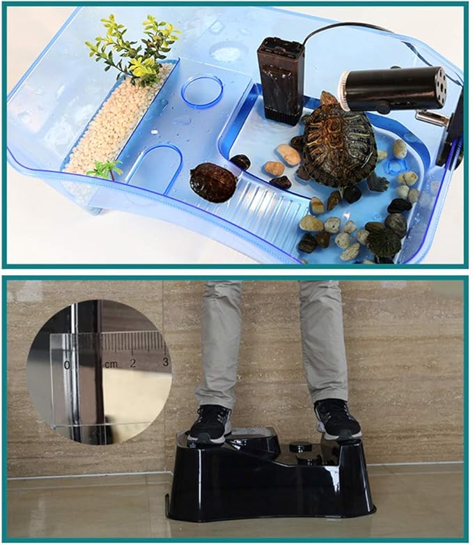 for Turtle Vivarium Box Aquarium for Breeding Box Habitat Tortoise Food Feeding Box with Basking Pl