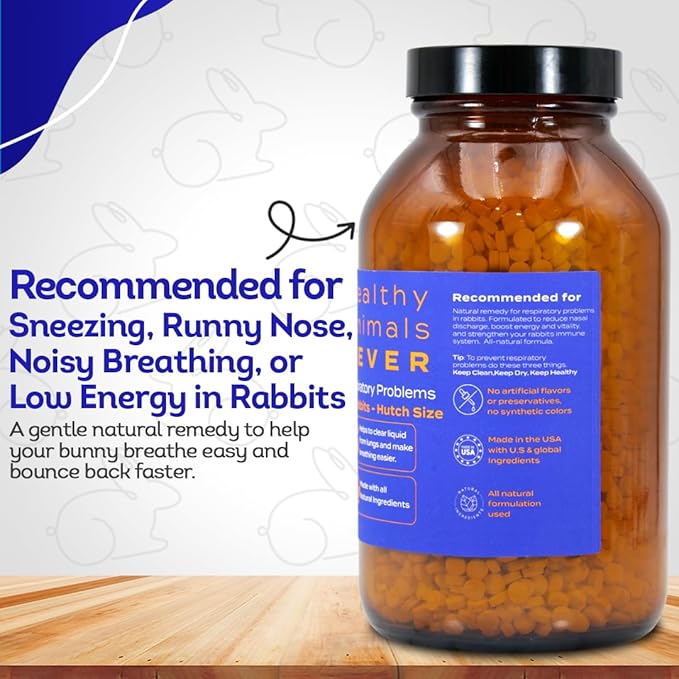 HealthyAnimals4Ever HA4E - Rabbit Respiratory Treatment - Support for Snuffles, URI & Breathing Relief - Preventive Care - Natural Homeopathic Tablets - Pellets, Hutch Size (Extra Large)