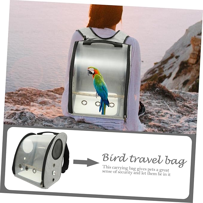 BESPORTBLE Portable Parrot Carrier Bag Comfortable Travel Backpack for Birds with Straps Wear-Resistant Design for Cockatiels Lovebirds and Birds Grey Color