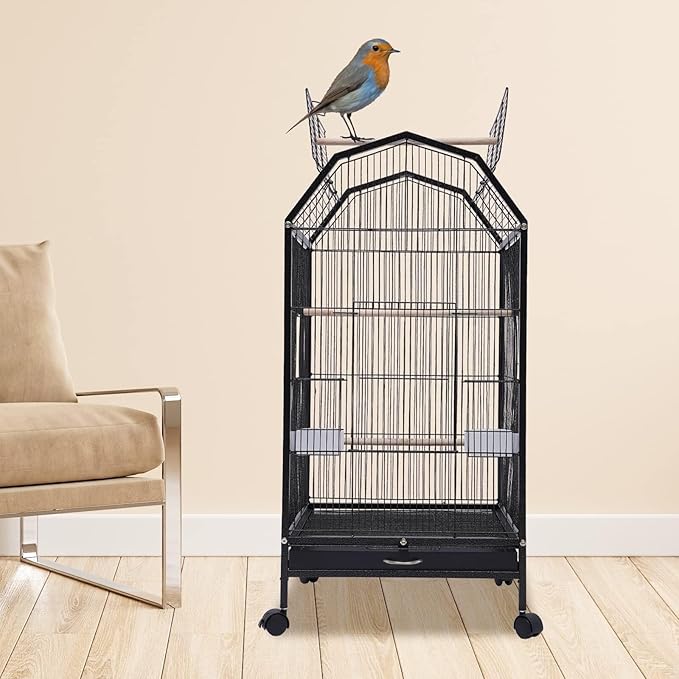 Bird Cage Metal Bird Aviary Parrot Cage Flight Birdcag Bird Carrier Travel Carrier Cage Parakeet Cage Movable Cage with 5 Doors