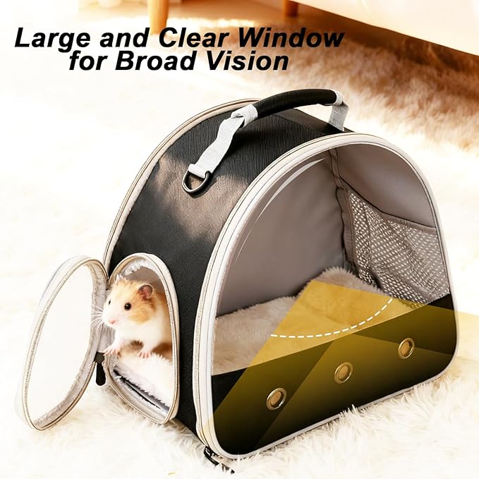 2-Pack Guinea Pig Carrier and Burrowing Bed, Portable Small Animal Cage with Clear Window, Plush and Fluffy Hideaway Pet Bed for Piggies, Hamster