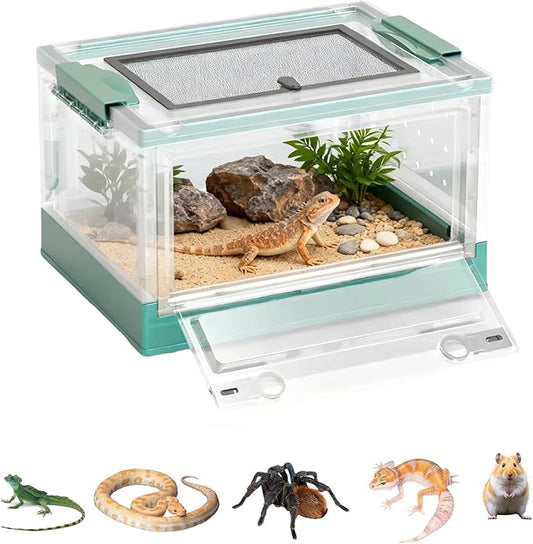 Foldable Reptile Tank, Portable Lizard Cage with Wheels, Reptile Terrarium, Chameleon Cage, Hamster Cage, for Bearded Dragon, Scorpion, Frog, Spider